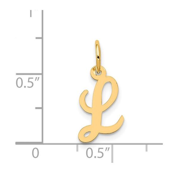 Kazi Luxury 14k Yellow Gold Small Script Letter L Initial Charm - Picture 4 of 4